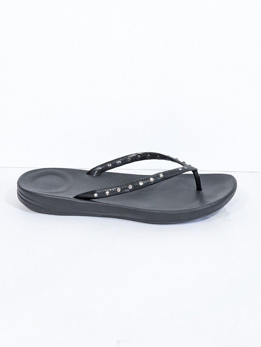Fitflop Ergonomic Flip Flops sz 8 Women Black Sandals Rhinestones beach black